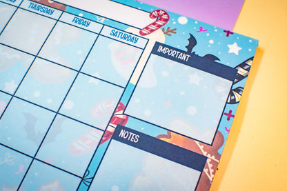 Handmade Gingerbread and Ghosts Monthly Planner Notepad | 8.5in x 11in