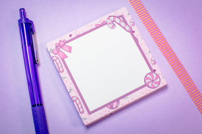 Handmade Pink Winter Holiday Coquette Mini Notepad | 3in x 3in
