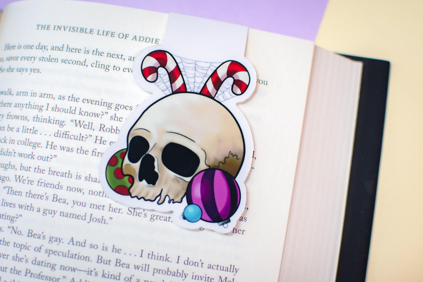 Festive Winter Holiday Skull Magnetic Bookmark