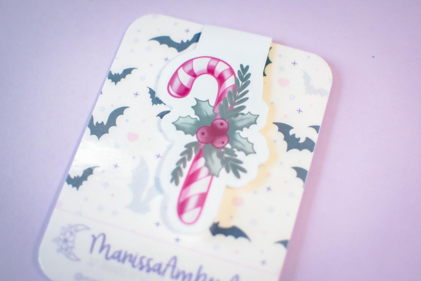 Pink Winter Holiday Coquette Candy Cane l Magnetic Bookmark
