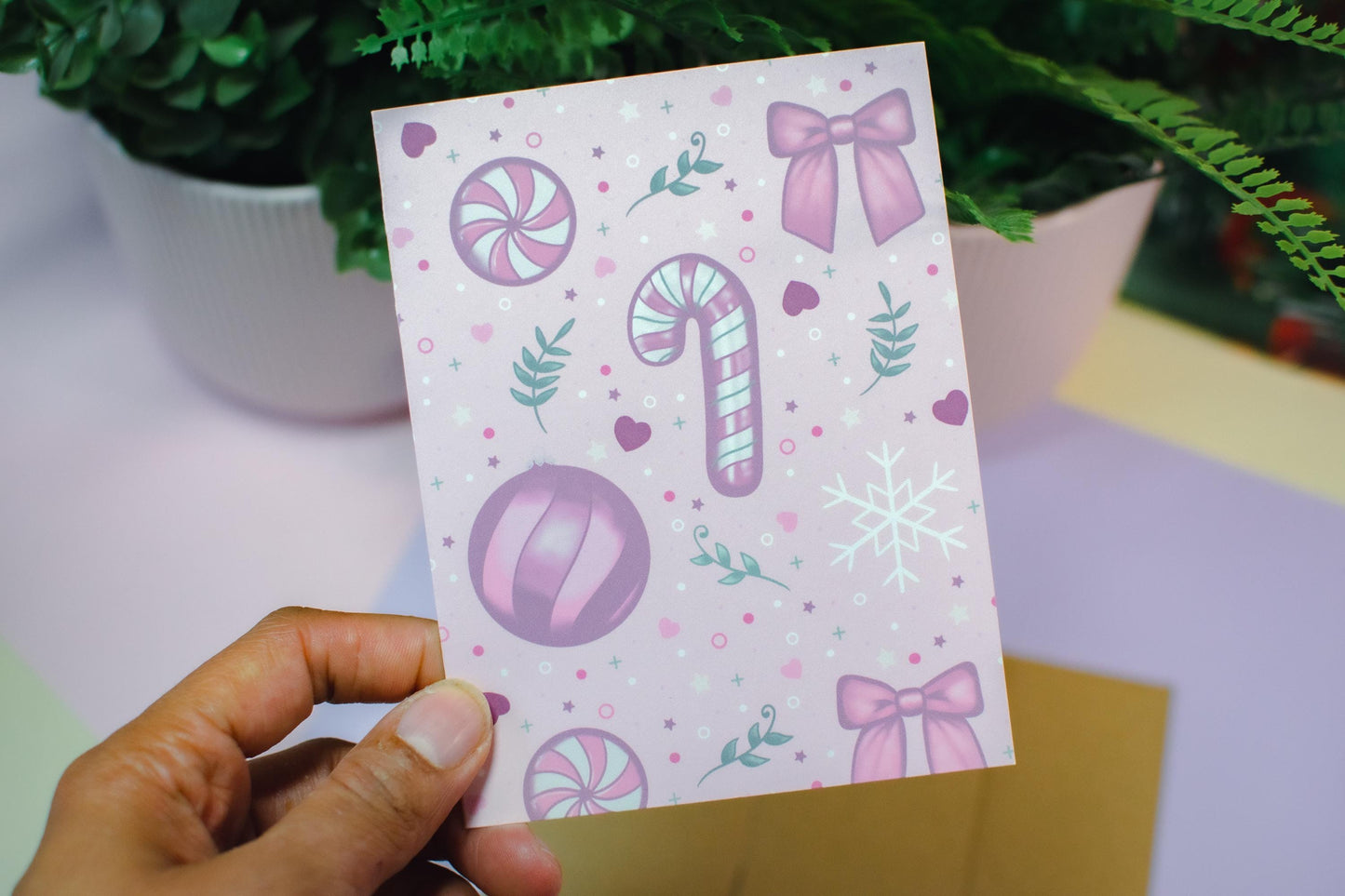 Pink Winter Holiday Coquette Holiday Greeting Card