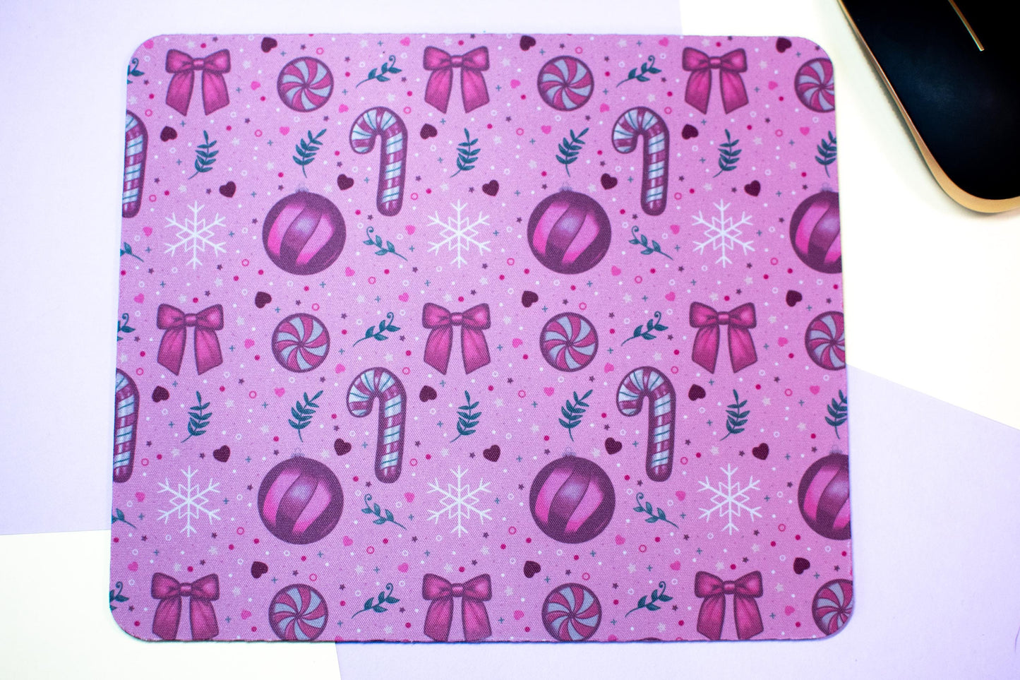 Pink Winter Holiday Coquette Mouse Pad