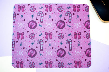 Pink Winter Holiday Coquette Mouse Pad