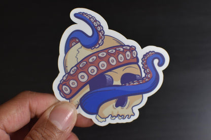 Octopus Tentacle Skull Die-Cut Vinyl Sticker