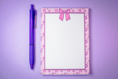 Handmade Pink Winter Holiday Coquette Blank Notepad | 4.25in x 5.5in
