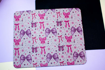 Pink Winter Holiday Bows Mouse Pad