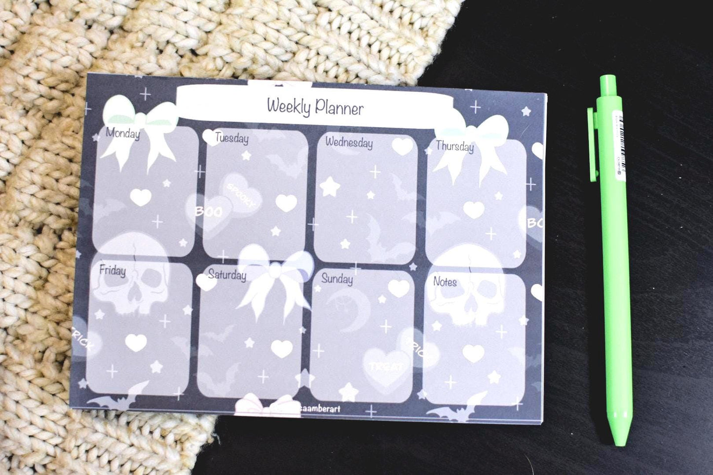 Handmade Pastel Goth Weekly Planner Pad | 5in x7in