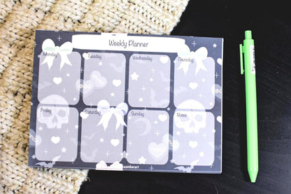 Handmade Pastel Goth Weekly Planner Pad | 5in x7in