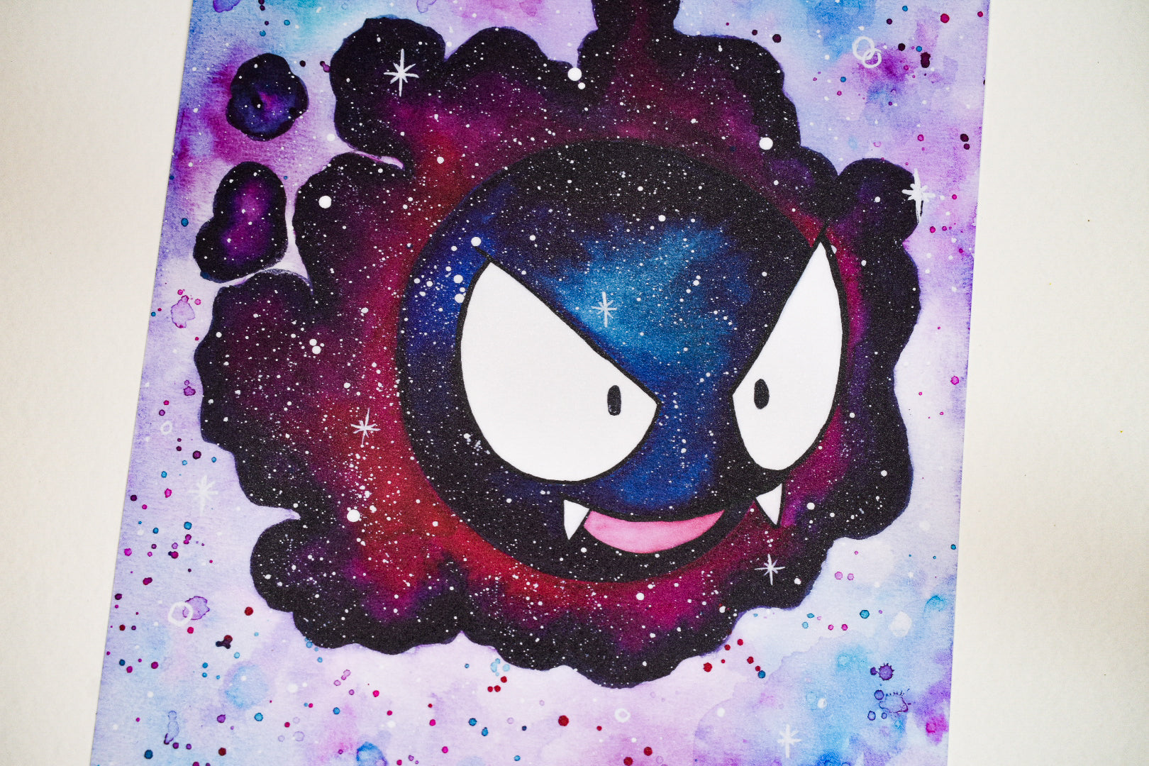 Cartoon character with a galaxy background