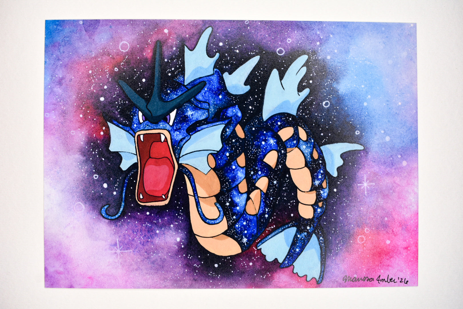 Cartoon character with a space-themed background