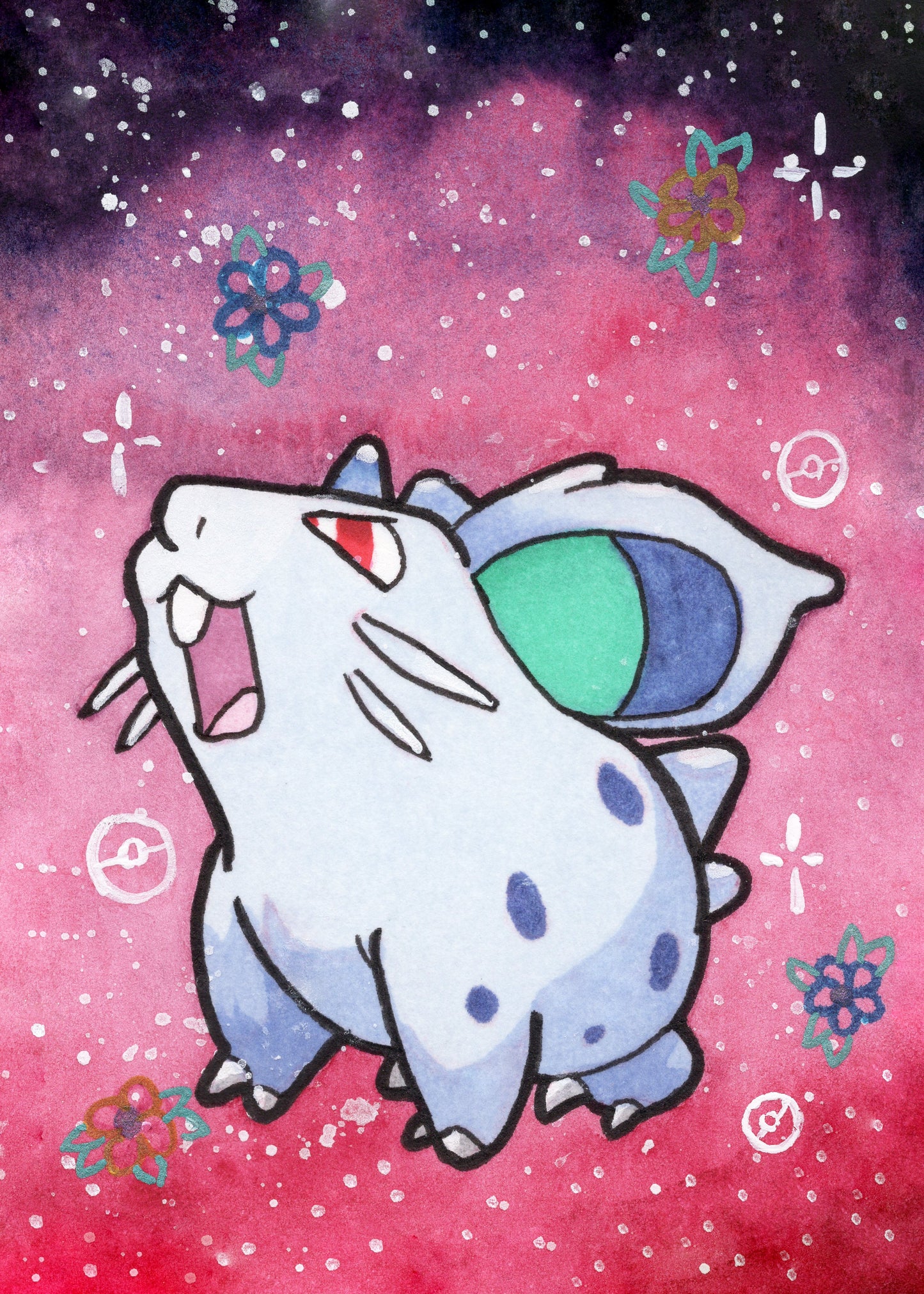 Cartoon character with a starry background