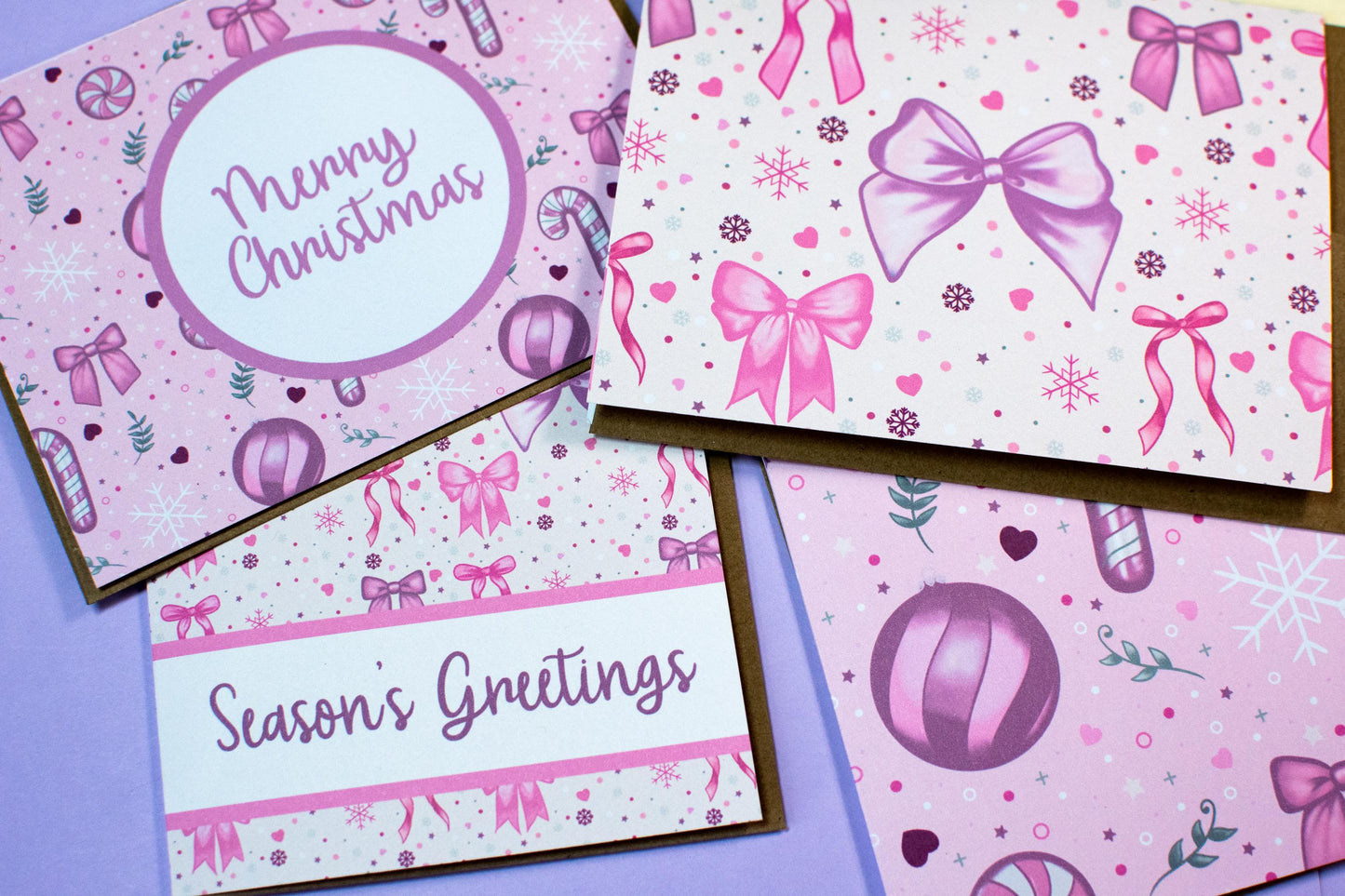 Pink Christmas Coquette Holiday Greeting Cards – Card Set Options