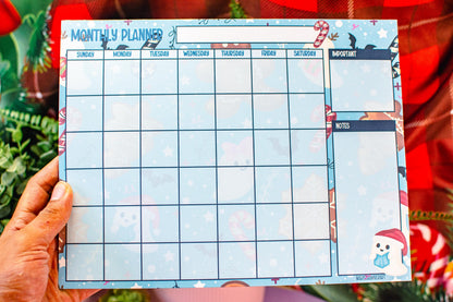 Handmade Gingerbread and Ghosts Monthly Planner Notepad | 8.5in x 11in