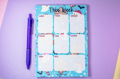 Handmade Gingerbread and Ghosts Weekly Planner Notepad | 5in x 7in