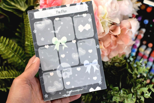 Handmade Pastel Goth Weekly Planner Pad | 5in x7in