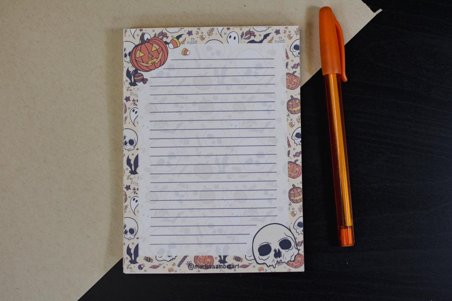 Handmade Spooky Season Lined Notepad | 4.25in x 5.5in