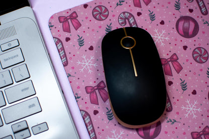Pink Winter Holiday Coquette Mouse Pad