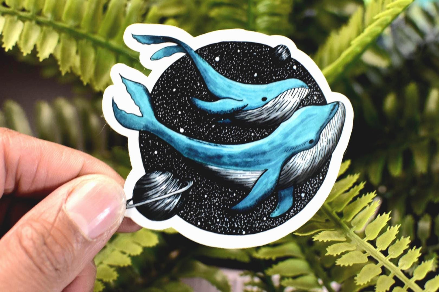 Space Whales Die-Cut Vinyl Sticker