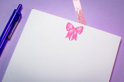 Handmade Pink Winter Holiday Bows Notepad | 5in x 7in