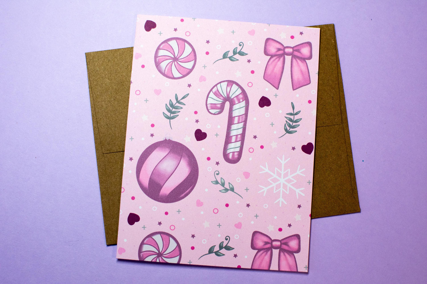 Pink Winter Holiday Coquette Holiday Greeting Card