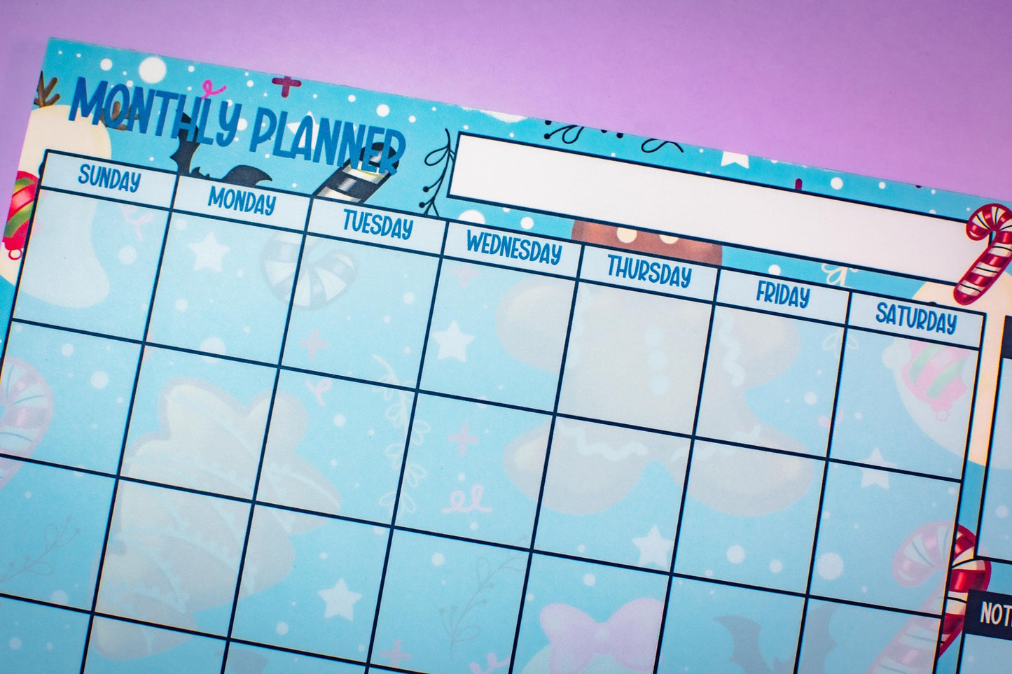 Handmade Gingerbread and Ghosts Monthly Planner Notepad | 8.5in x 11in