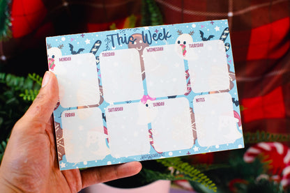 Handmade Gingerbread and Ghosts Weekly Planner Notepad | 5in x 7in