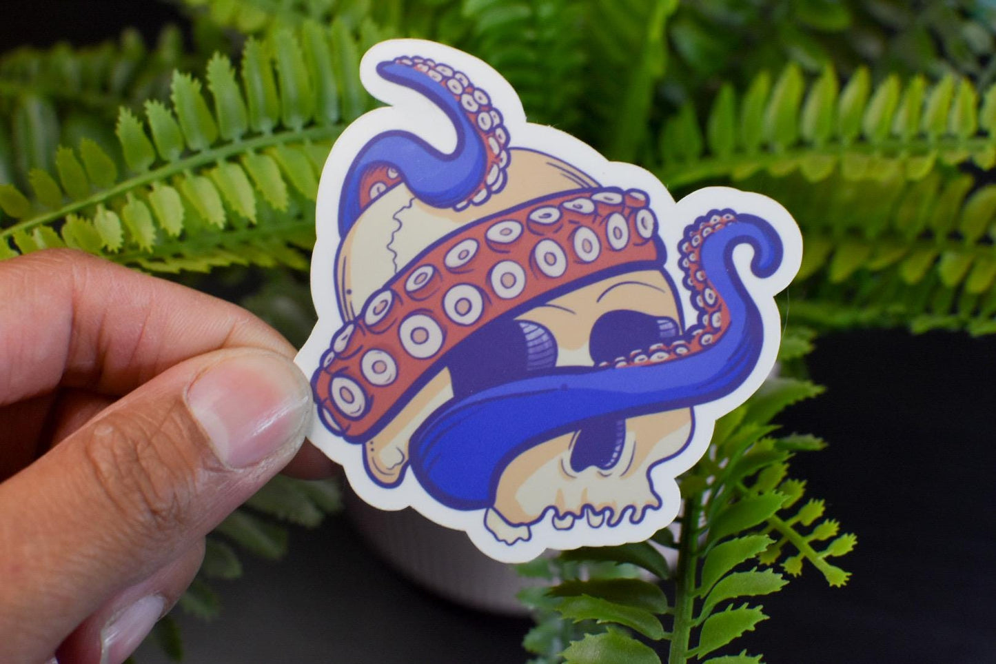 Octopus Tentacle Skull Die-Cut Vinyl Sticker