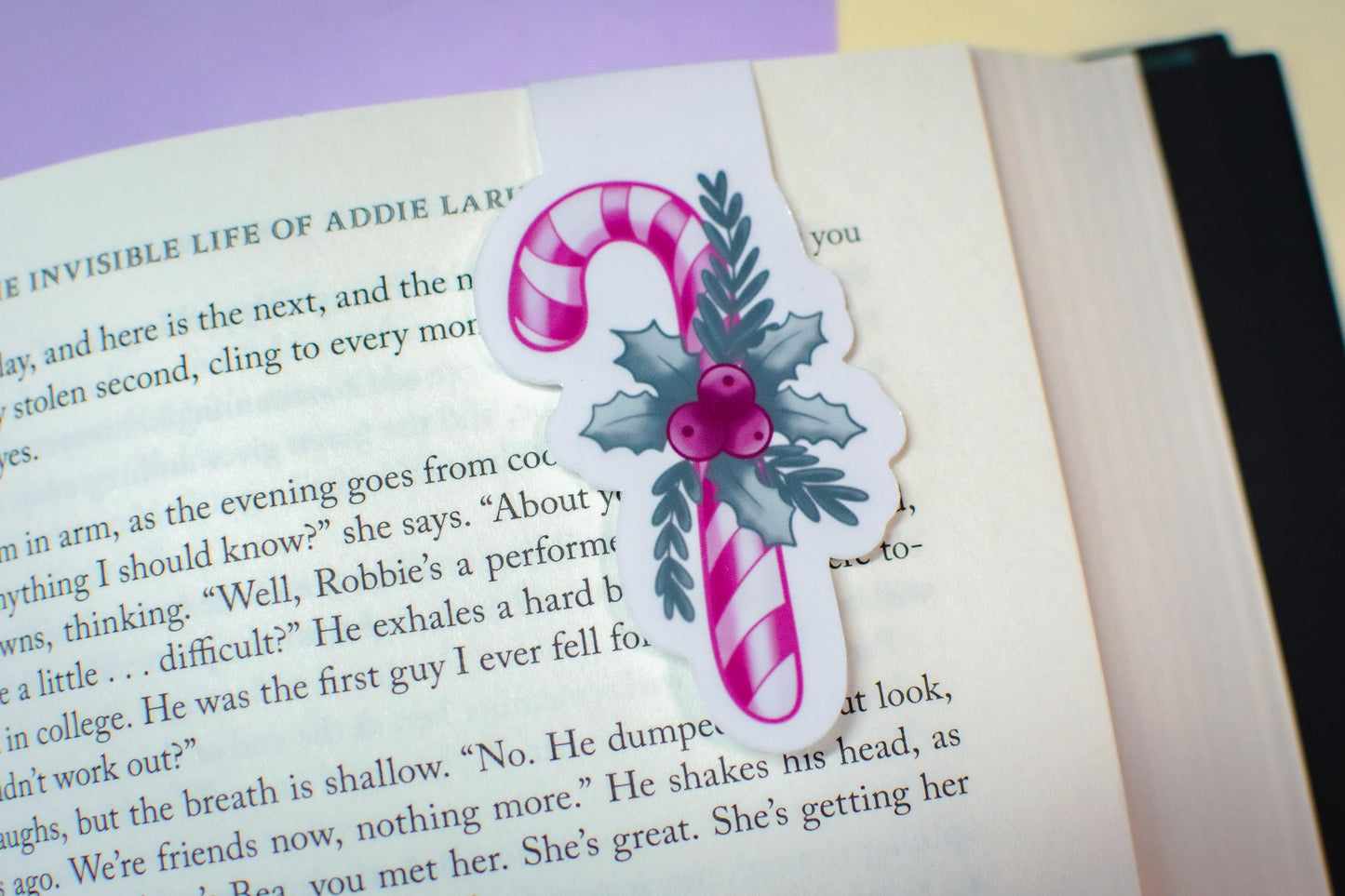 Pink Winter Holiday Coquette Candy Cane l Magnetic Bookmark