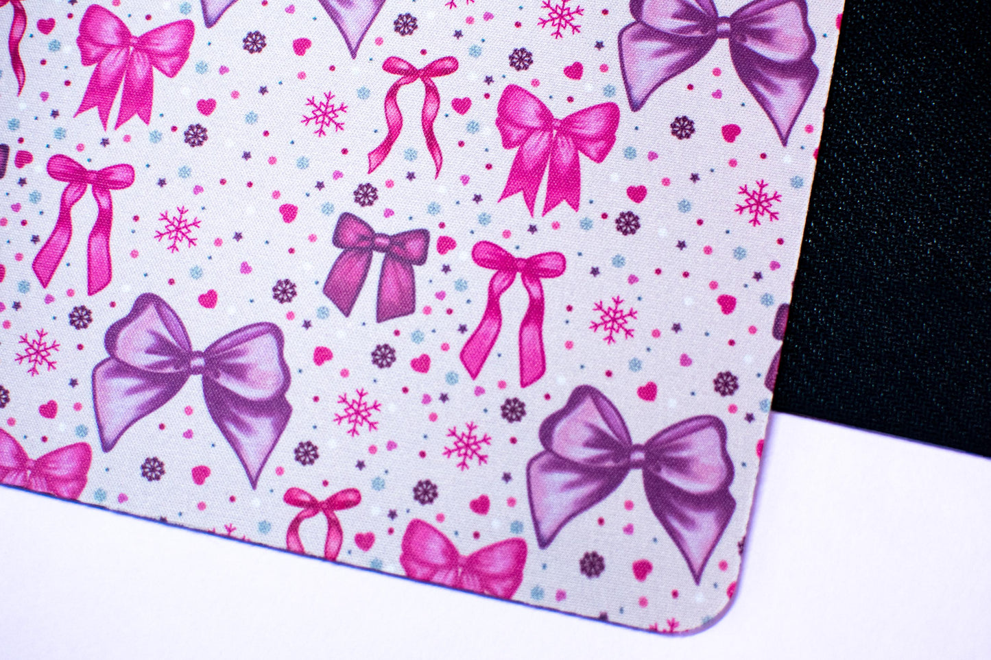 Pink Winter Holiday Bows Mouse Pad