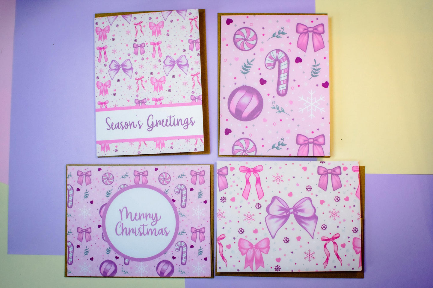 Pink Christmas Coquette Holiday Greeting Cards – Card Set Options