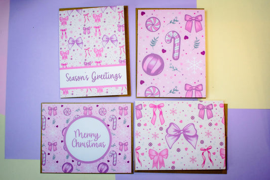 Pink Christmas Coquette Holiday Greeting Cards – Card Set Options