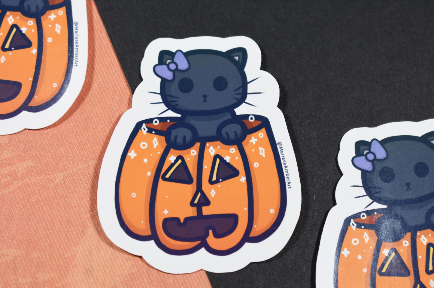 Cat in Pumpkin Die-Cut Vinyl Sticker