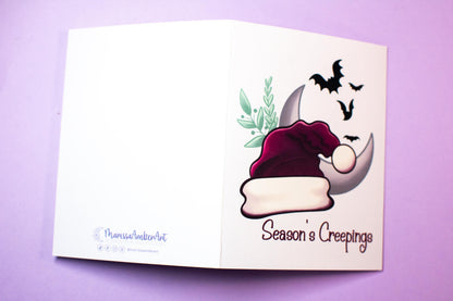 Season's Creepings Santa Hat Holiday Greeting Card