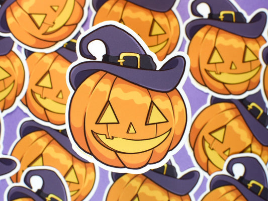Pumpkin Witch Die-Cut Vinyl Sticker