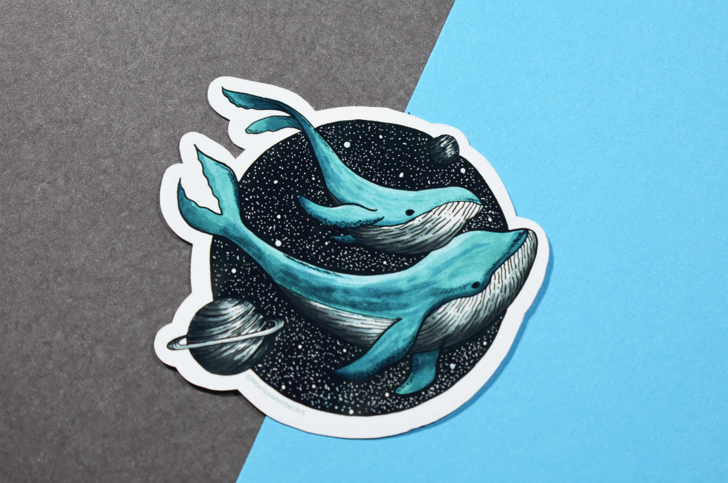 Space Whales Die-Cut Vinyl Sticker
