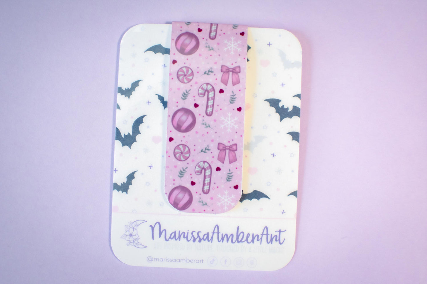 Pink Winter Holiday Coquette l Magnetic Bookmark