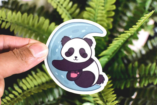 Moon Panda Die-Cut Vinyl Sticker
