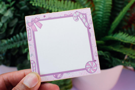 Handmade Pink Winter Holiday Coquette Mini Notepad | 3in x 3in