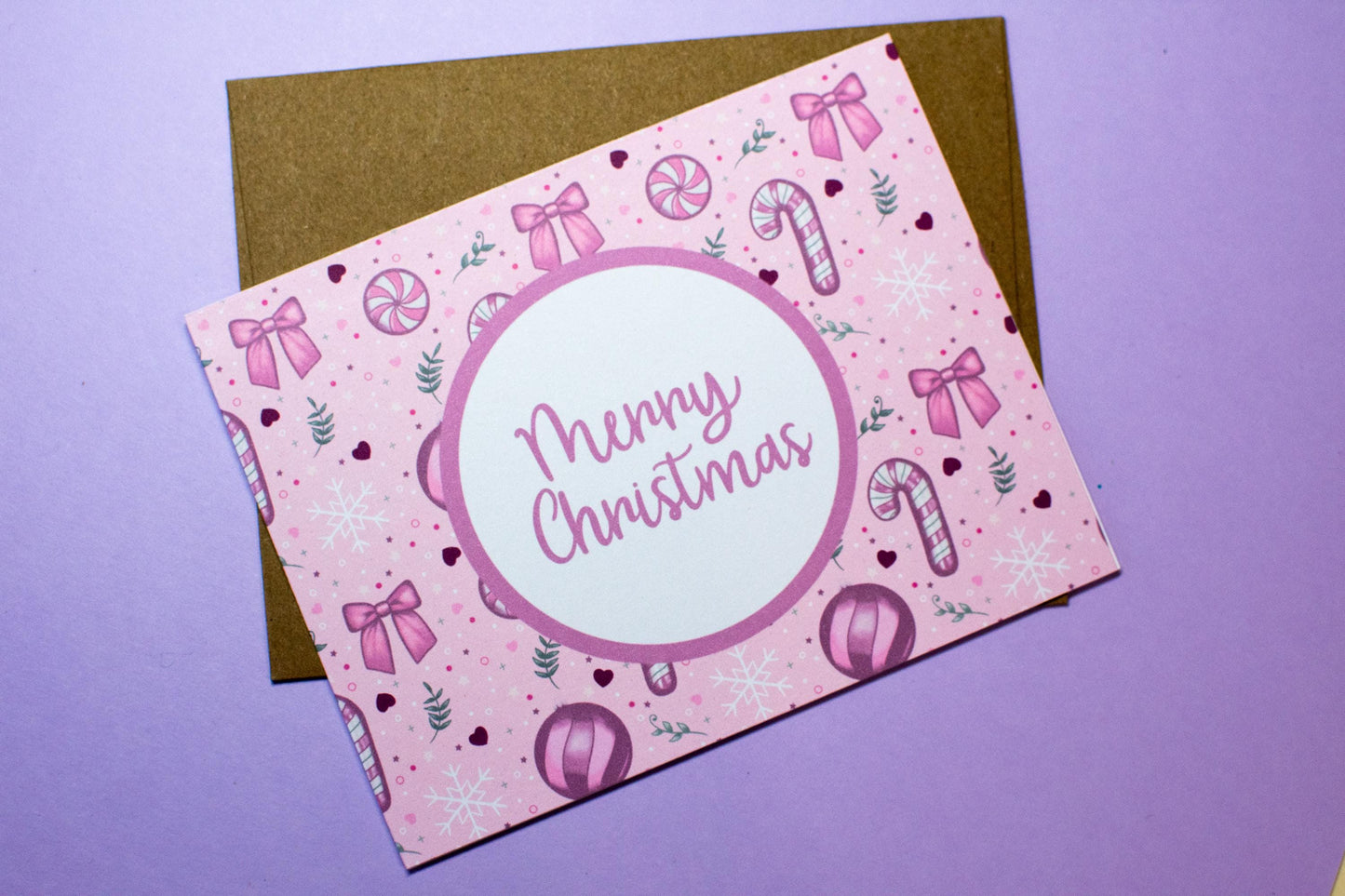 Merry Christmas Pink Winter Holiday Coquette Holiday Greeting Card