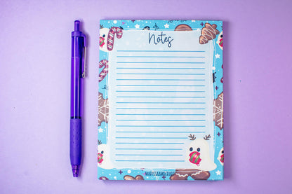 Handmade Gingerbread and Ghosts Lined Notepad | 4.25in x 5.5in