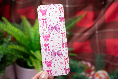 Pink Winter Holiday Bows Bookmark