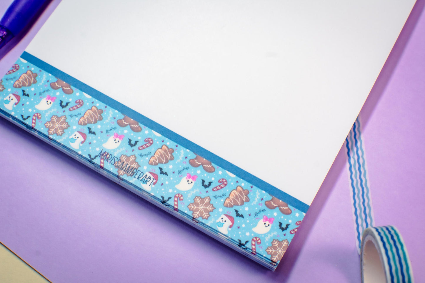 Handmade Gingerbread and Ghosts Notepad | 5in x 7in